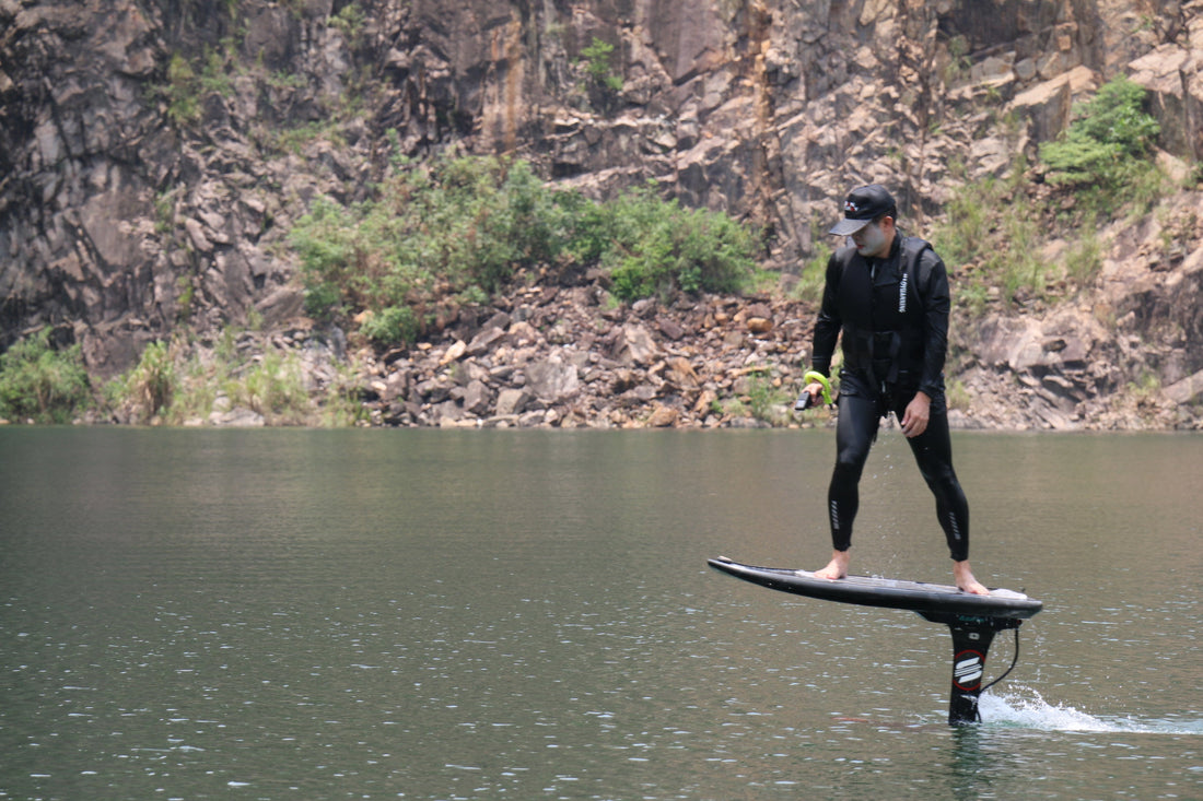 ASUFUN efoil riders gliding across water, showcasing electric power, innovation, and the future of hydrofoil surfing.